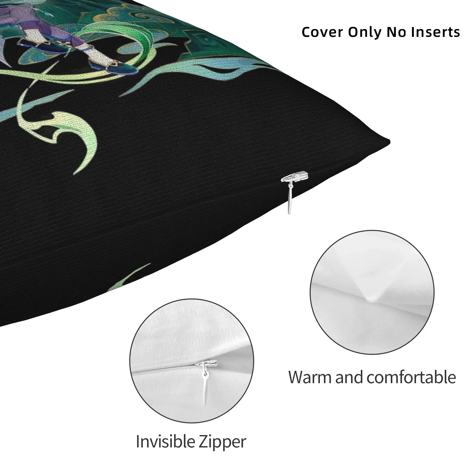 Printed Genshin Impact Baizhu Wish Gacha Pillowcase Fabric Cushion Cover Decor Splash Art Throw Pillow Case Cover Home Zipper