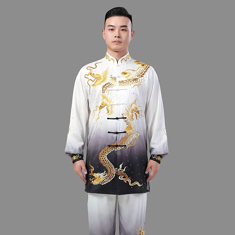 Women's Unisex Tai Chi Suit Dragon Embroidery Martial Arts Baduanjin Performance & Competition Training Wear