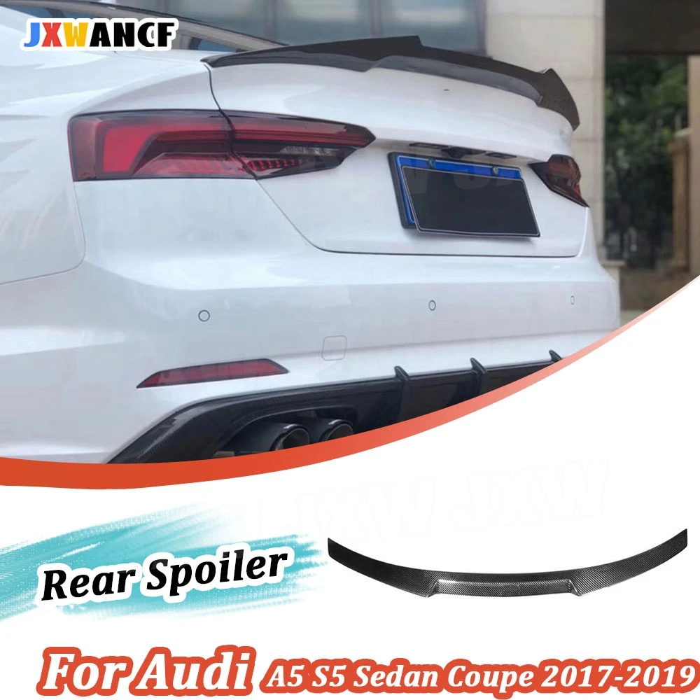

Задний спойлер JXWANCF для Audi A5 S5 Sedan Coupe, спойлер 2017 2018 2019, накладка на багажник из углеродного волокна, наклейка на крылья, спойлер в стиле M4