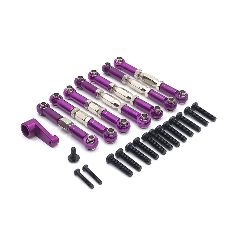 Mise à niveau En Métal 7PCS Cravate Tige 28T Bras Servo Pour WLtoys 144010 144001 144002 124016 127017 124018 124019 LC 1/14 RC Voiture Pièces