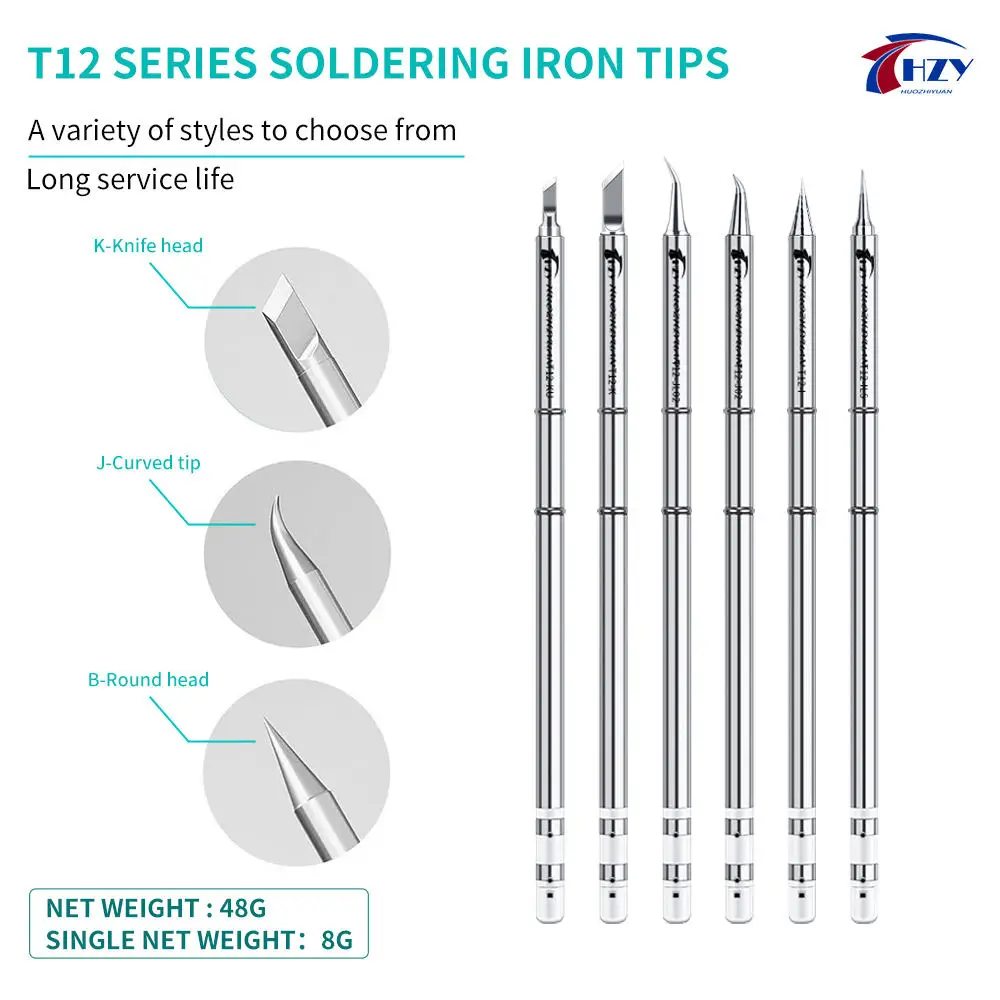HZY T12 Soldering Iron Tips Lead-free Integrated Rapid Heating Micro Solder Bit for Motherboard Fly Line Repair Jump Wire BGA