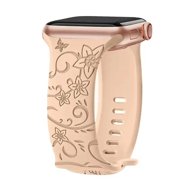 Engraved Band for Apple Watch Strap 46mm 44mm 42mm 41mm 45mm Ultra 4 3 2 49mm Floral Bracelet Iwatch Series 12 11 10 9 8 7 SE3 6 - Image 12