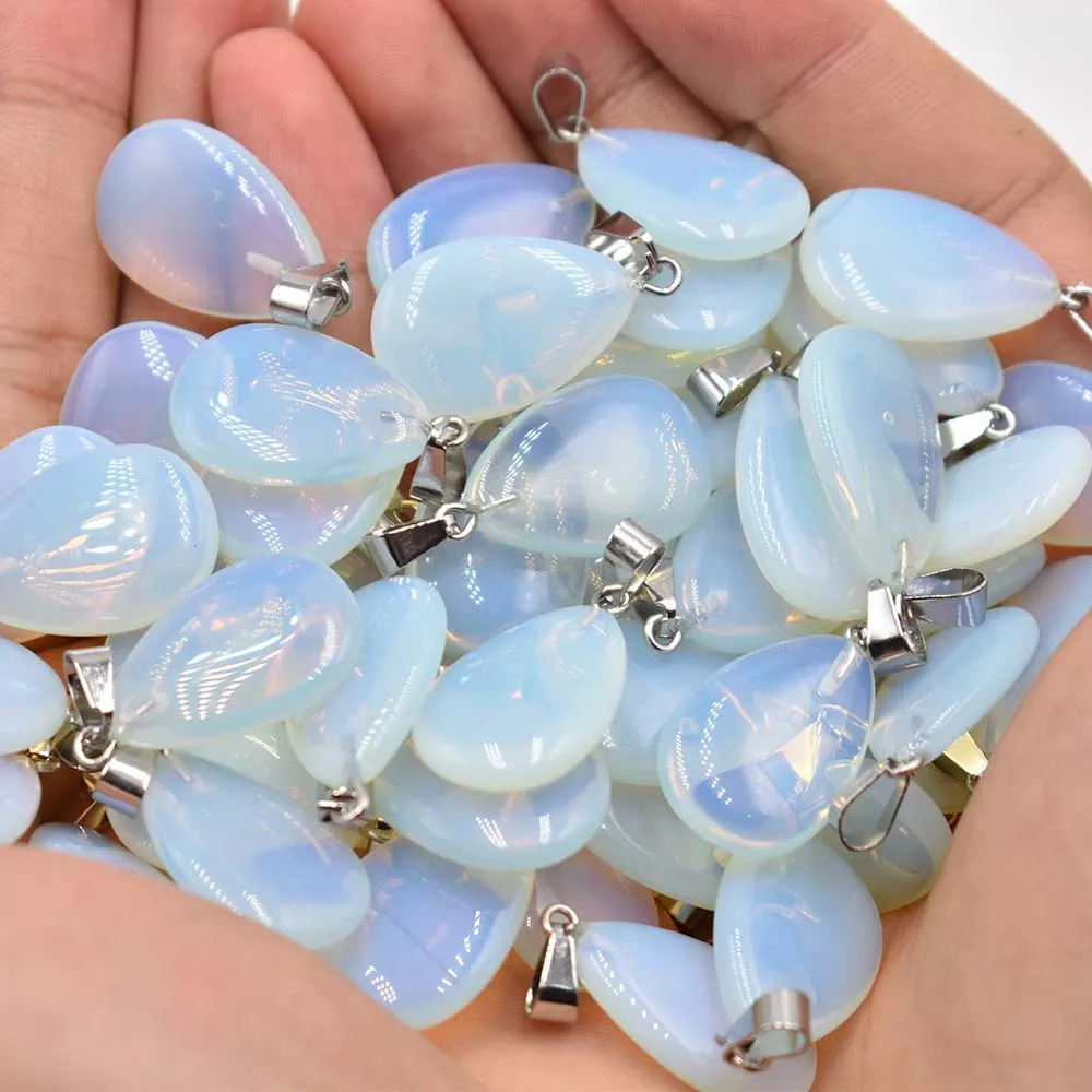 Wholesale 24 50pcs/lot trendy hot sell opal stone water drop shape pendants charms for Necklaces making Free shipping