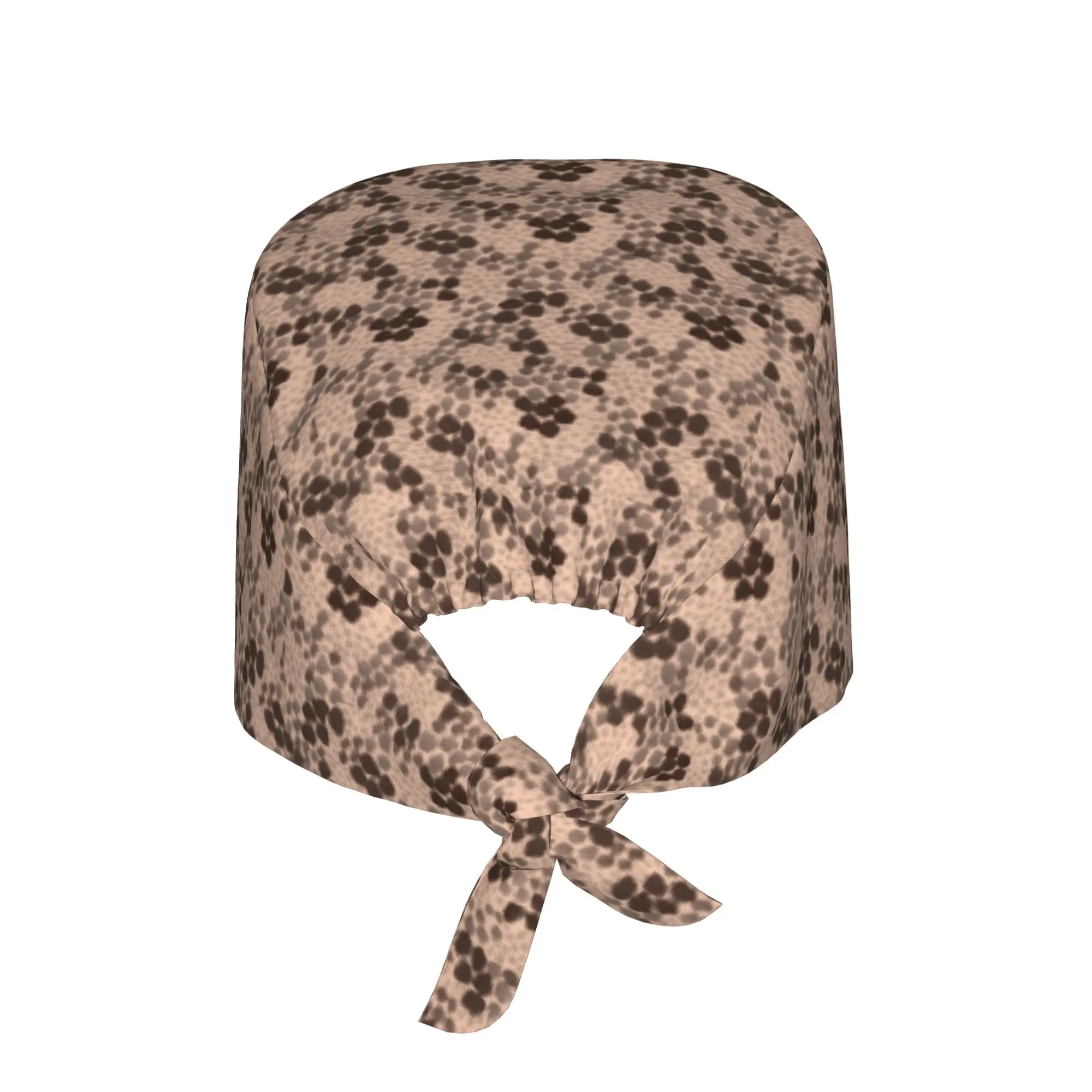 Snake Skin Specled Mosaic Cluster Breathable Nursing Work Cap Surgical Scrub Caps Unisex Nursing Hair Hats Light Orange Work