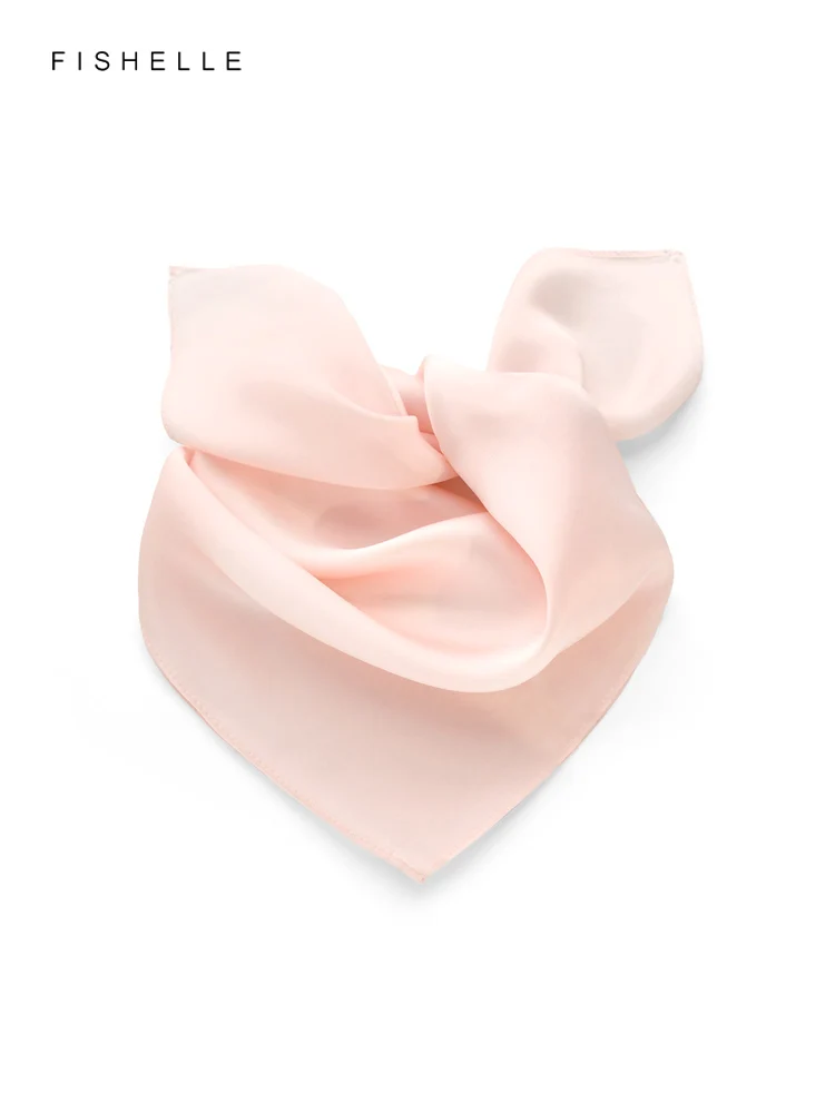 Gentle Light Pink Solid Color Natural Silk Scarfs Women's Scarf  Spring Autumn Real Silk Small Square Scarves Gifts For Girls