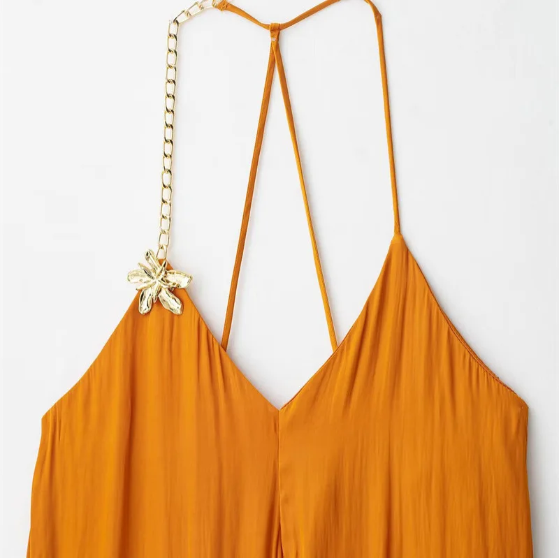 Abbigliamento femminile europeo e americano, accessori per il temperamento della moda, abito longuette in raso di seta