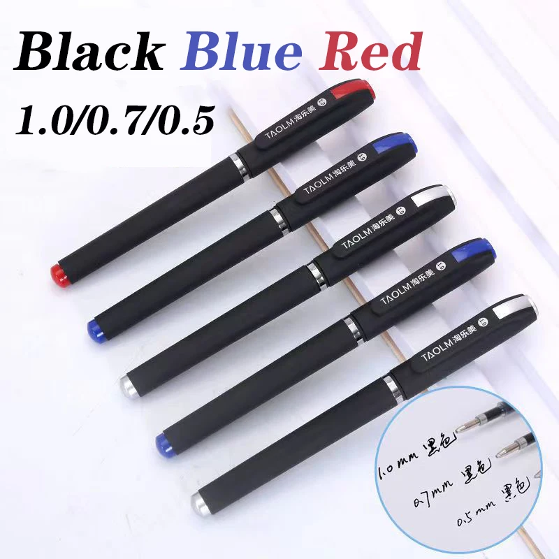 12pcs 1.0 0.7 0.5 Large Capacity Signature Pen Refill Black Blue Red Business Office Carbon Pen Student Water Core Calligraphy