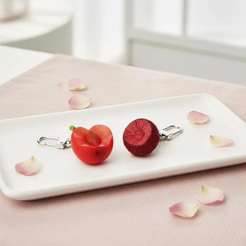 Niedlicher Frucht-Taschenanhänger, süßer Schlüsselanhänger, realistischer Frucht-Schlüsselanhänger, süßer halbgeschnittener Frucht-Schlüsselanhänger für Gepäck, Geschenk für Teenager – Detail 6