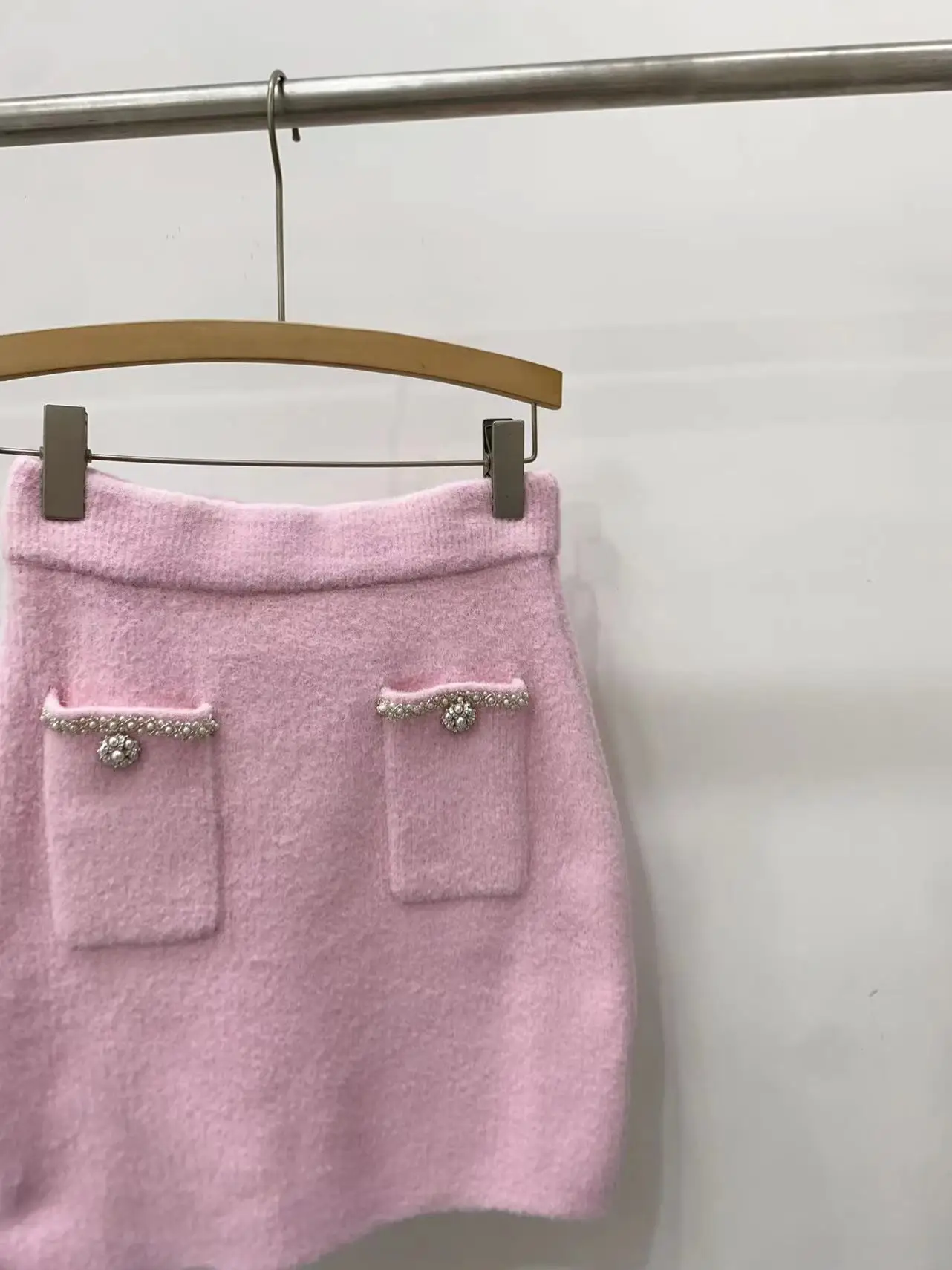 Cardigan en Peluche Rose avec Nministériels d Doux pour Femme, Taille artificiel astique, Mini Jupe, Tempérament Trempé, Nouvelle Mode Printemps et Automne 2024