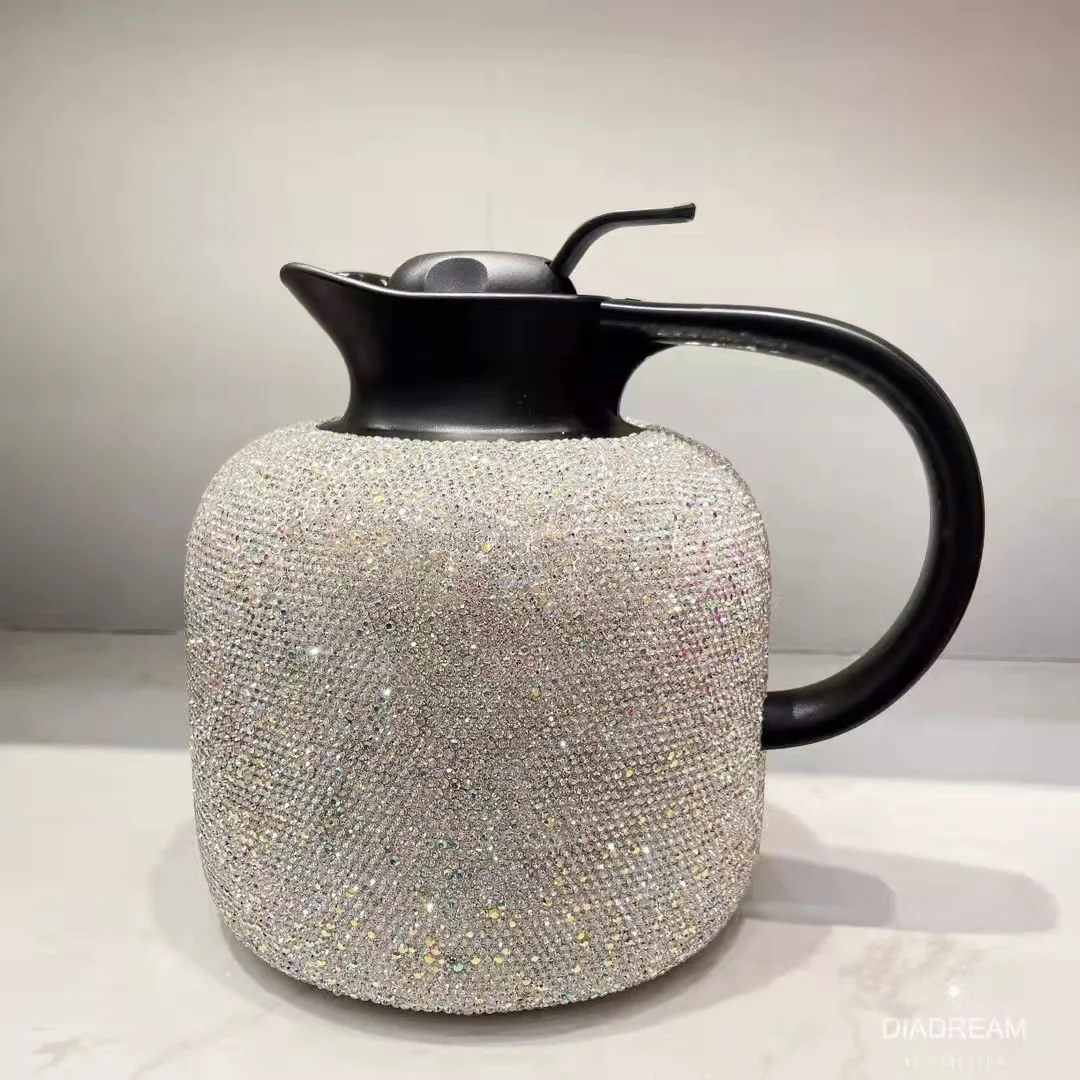 Imagem -02 - Bling Strass Isolado Chaleira Térmica Pote com Alça Café Chá Garrafa de Água Frascos de Vácuo Garrafa Térmica Aço Inoxidável 1800ml