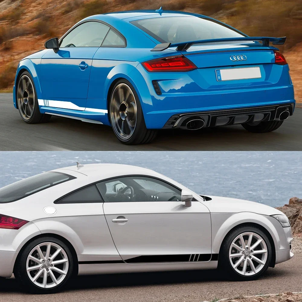 2Pcs Creative Long Side Stripes DIY Car Body Decoration Decals For Audi TT 8N MK1 MK2 8J Coupe MK3 8S Roadster TFSI Accessories view 3