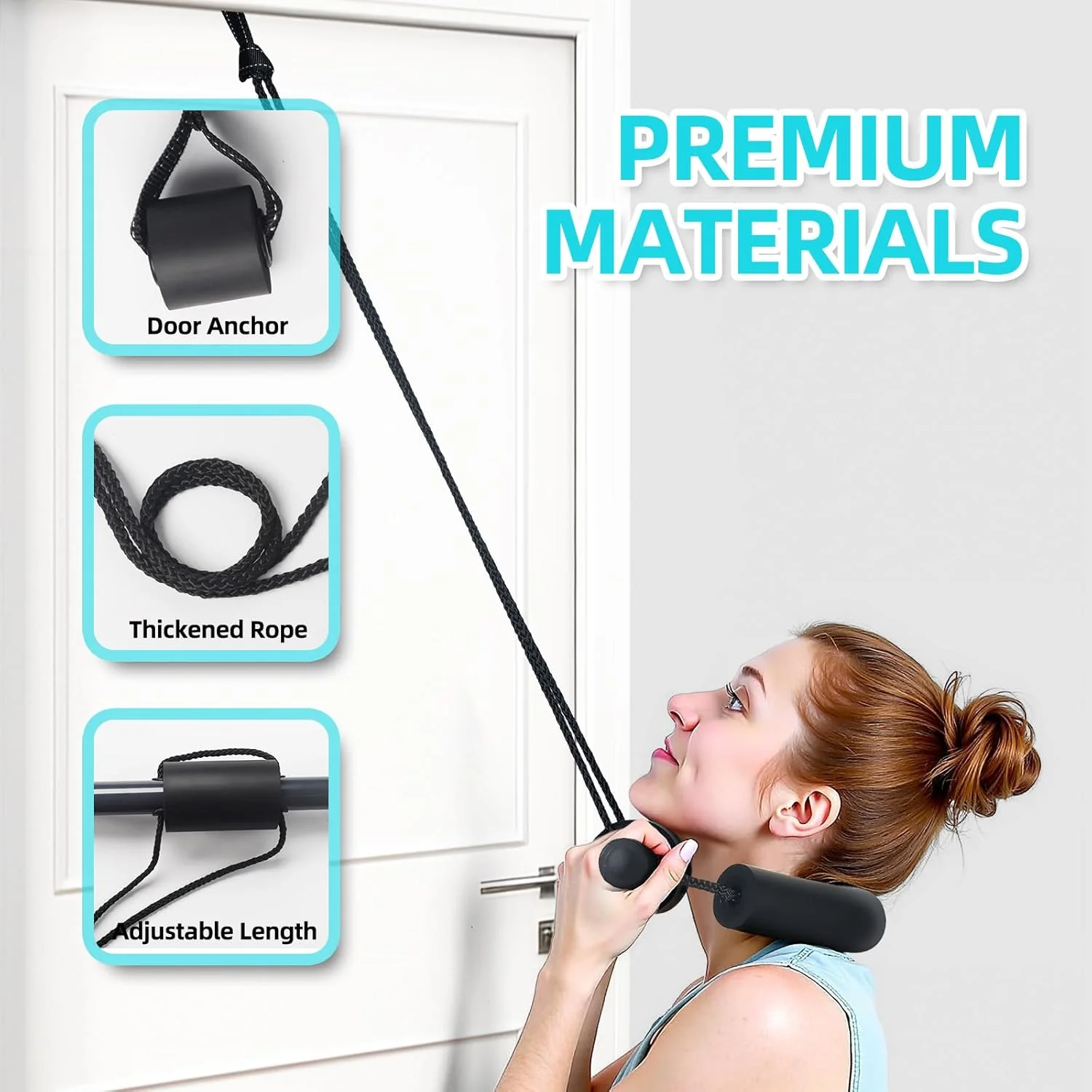 Cervical Neck Traction Device for Home Use, Adjustable Neck Stretcher Strap Over Door for Pain Relief and Spinal Decompression,