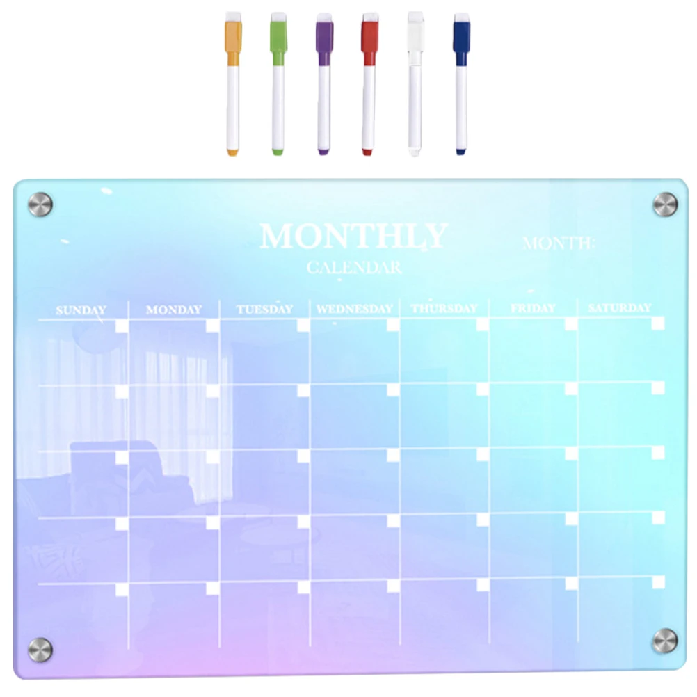 

Dry Erase Board Colored Monthly Planner Fridge Calendar Acrylic Magnetic Meal Board Office Home School Non Curling Material