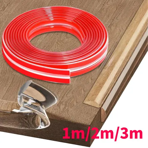 W 유형 충돌 방지 테이블 엣지 가드 코너 보호대 가구 안전을위한 자체 접착 투명 범퍼 스트립 1/2/3M Leng