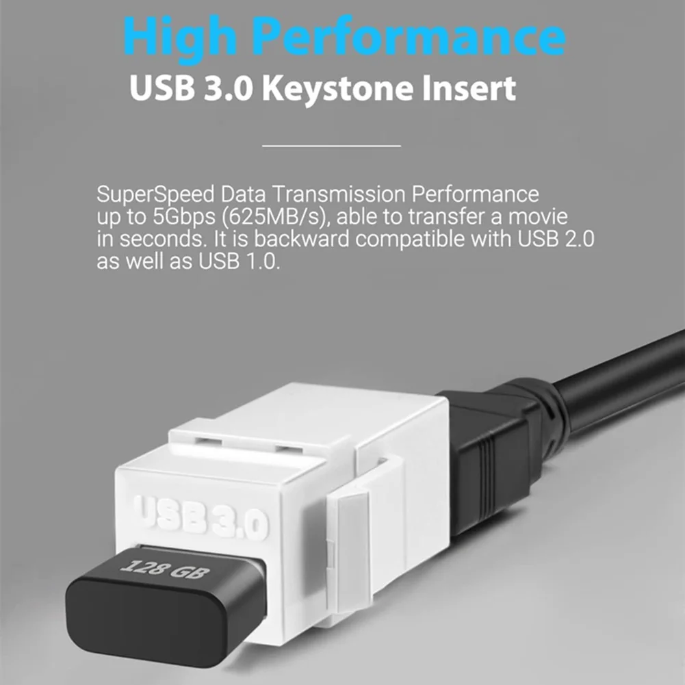 Portable USB 3.0 Keystone Jack Inserts Connect Equipment with USB Port Easy Installation Female To Female Connector