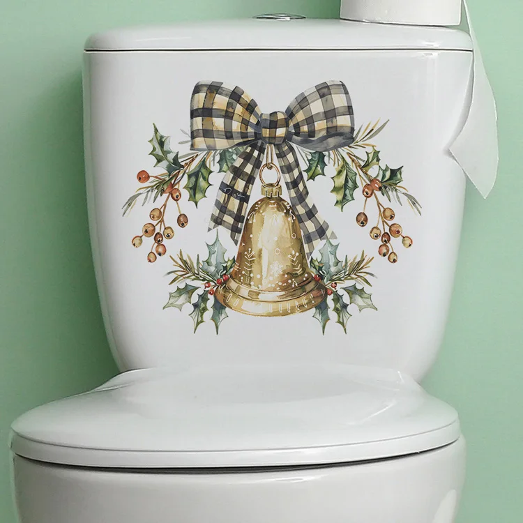 Kreativer Schleifen-Glocken-Wandaufkleber für Badezimmer, Toilette, Weihnachtsdekoration, Wandbild für Zimmer, Schrank, Festdekoration, selbstklebende Aufkleber – Detail 4