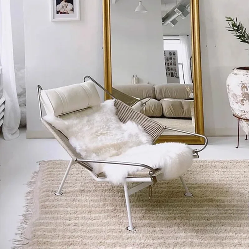 Danish designer wabi wind recliner medieval flag rope creative leisure chair minimalist hand-woven seat