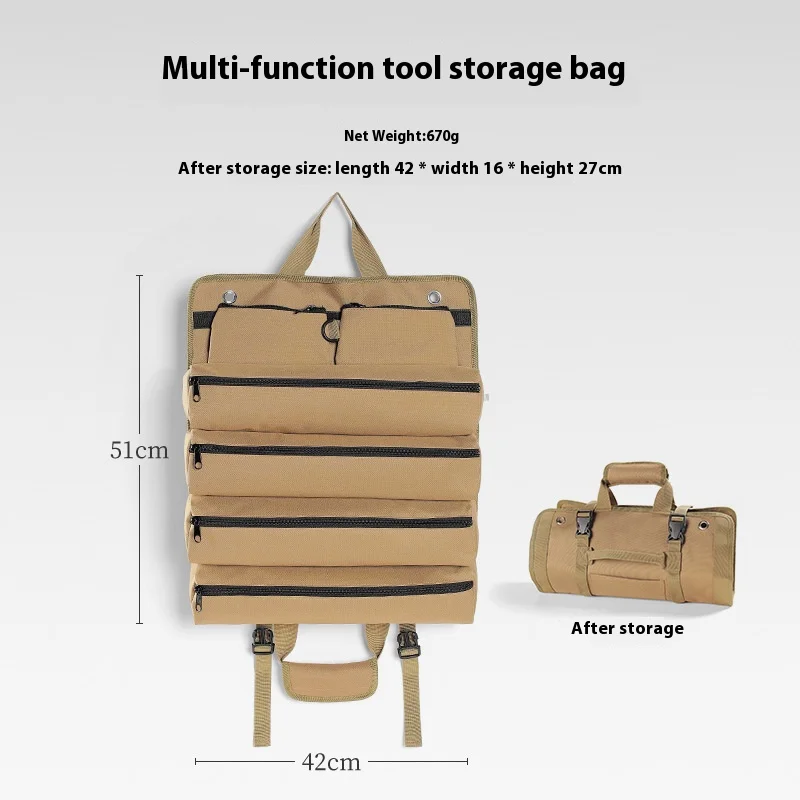 

Multifunctional Tactical Tool Bag, Oxford Cloth Portable Storage Organizer, Foldable Camping Stake Bag for Hiking & Camping
