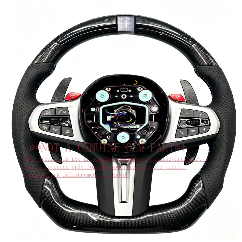 For Bmw Red M Button Sport Carbon Fiber Steering Wheel 6 Series F06 F12 F13 2011 2018 ZC G38 YD T 003 Horn Cover Decorative
