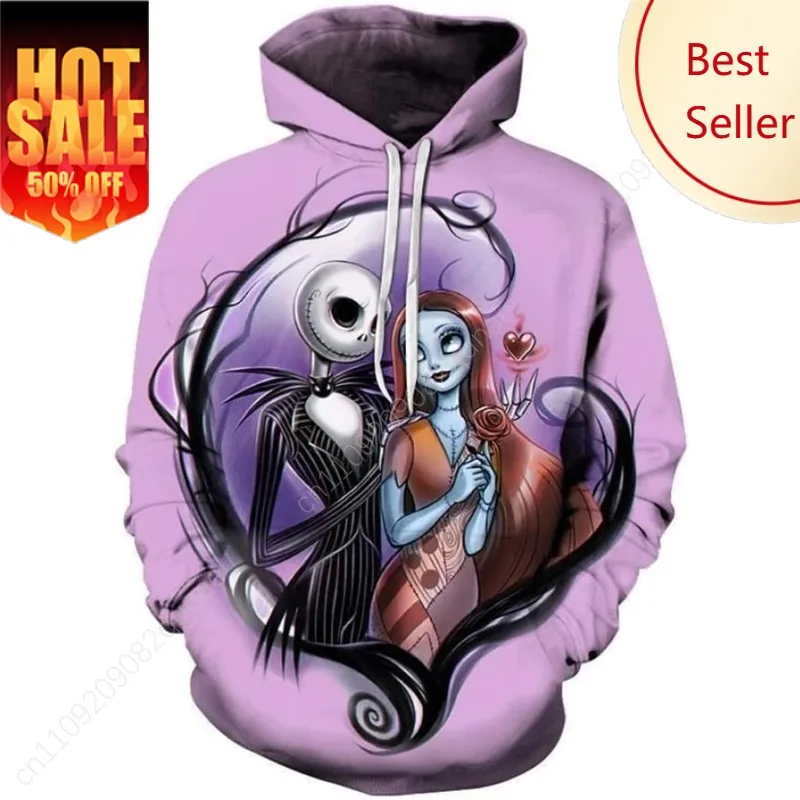 

Unisex Jack Sally Hoodies Christmas Sweatshirts Halloween Cosplay Costume Casual Printed Coat Tops
