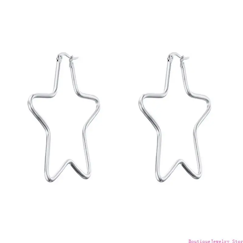 E1PE Unique Gold or Steel Pentacle Earrings Charm Great For Enhancing Your Party Look