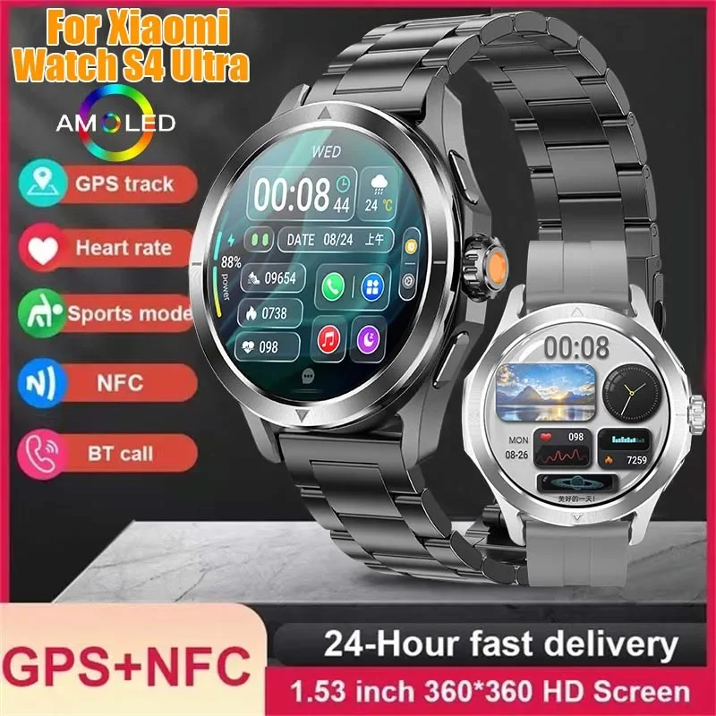 2024 New For Xiaomi Watch S4 Sport Smart Watch Men AMOLED Screen NFC GPS Compass Heart Rate Waterproof Bluetooth Call SmartWatch