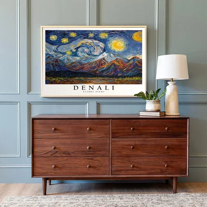 Mount Fuji Baker Kenya Kings Peak Van Gogh Starry Night Poster Print Wall Art Pictures Canvas Painting Living Room Home Decor