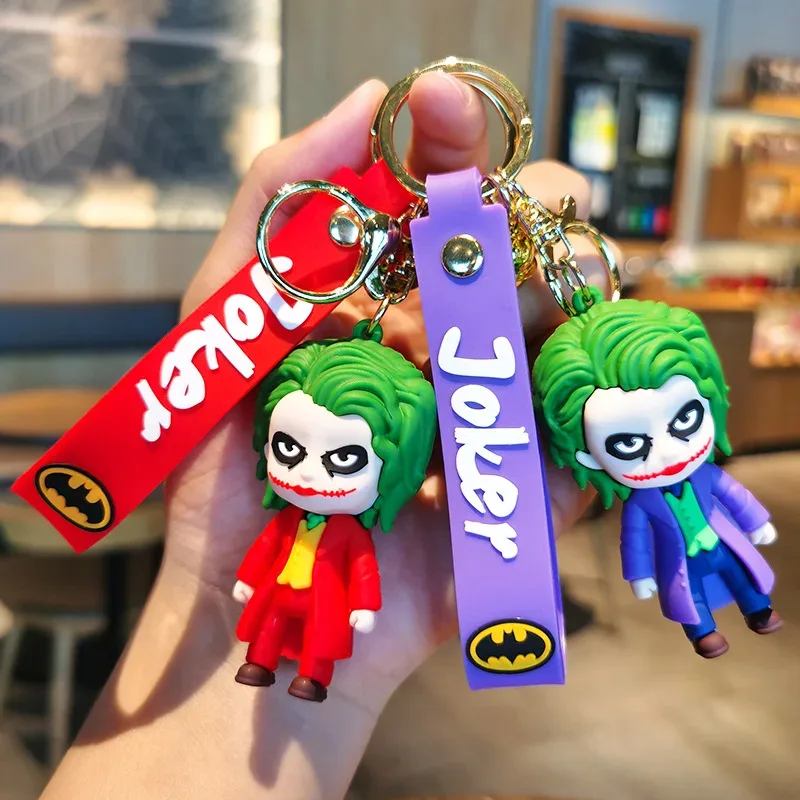 Llavero de PVC con Figura de Harley Quinn y Joker, Muñeco de Goma Suave, Lindo Llavero de Batman y Joker, Juguete de Regalo para Halloween y Navidad