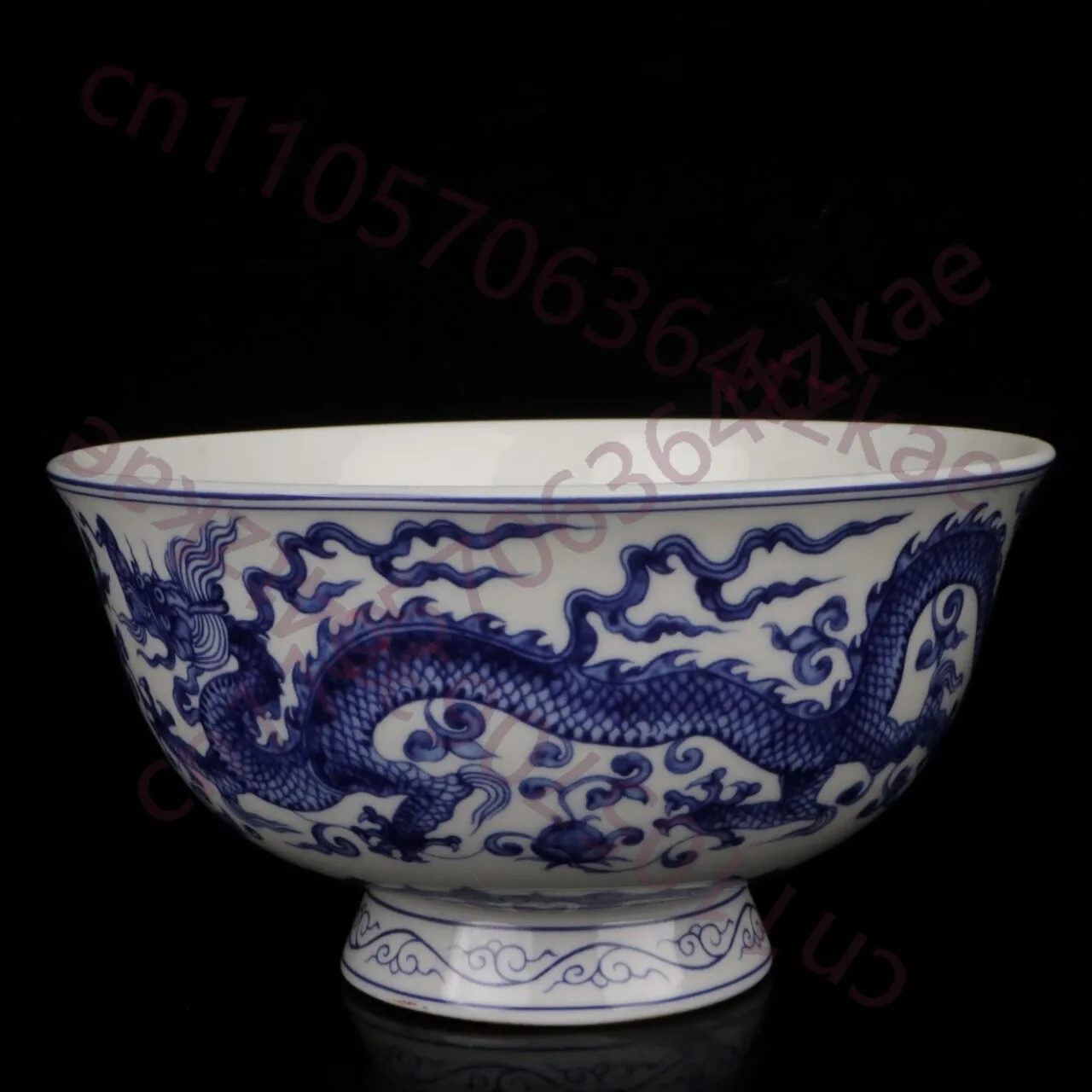 

Коллекционная китайская сине-белая фарфоровая чаша с изображением дракона и феникса, 5,2 дюйма