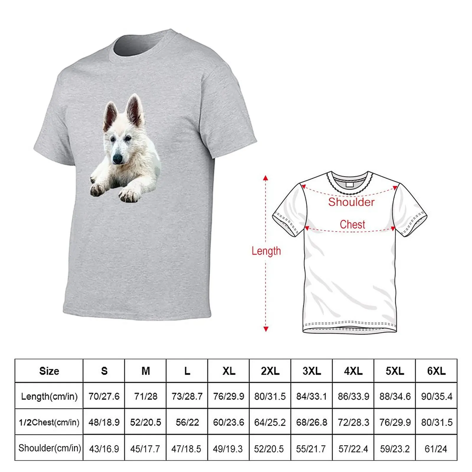 White Swiss Shepherd Puppy Dog Cute T-Shirt quick-drying t-shirt funny t shirt plus size t shirts summer clothes men clothes