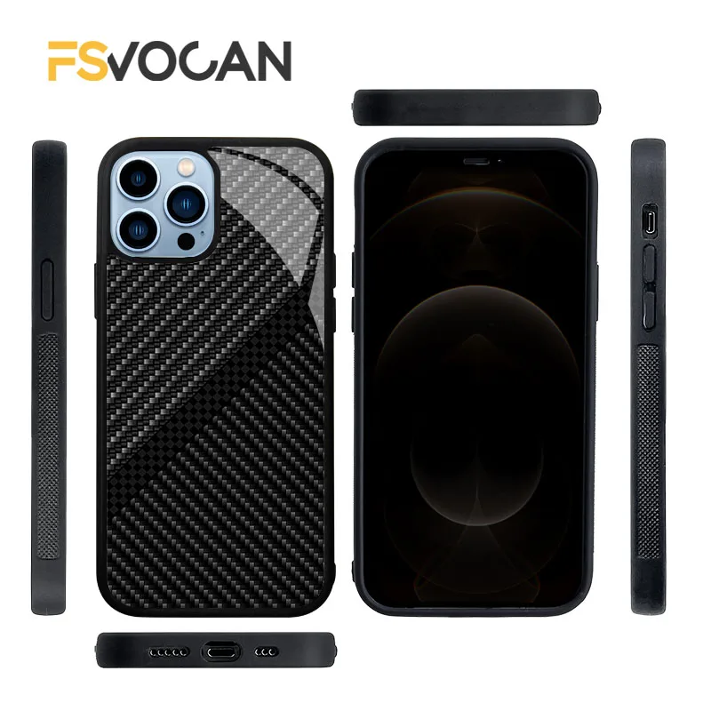 Carbon Fiber Pattern Slim Case For iPhone 16 15 14 13 12 11 Pro Max 17 18 Shockproof Drop Tested Black Green Blue White