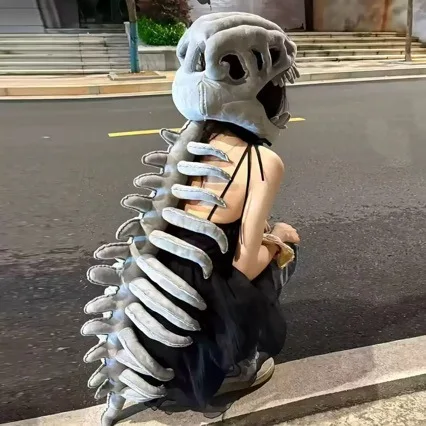 

Funny Dinosaur Skeleton Headpiece Plush Hat, Realistic Bone Costume for Kids Adults Halloween Cosplay, Creative Plush Toy Gift​