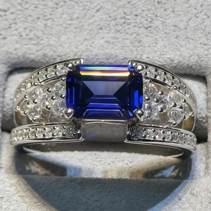 

Veeie Veein Brand MST 2.5ct 925 Sterling Silver Synthetic Sapphire Rings For Women High Carbon Diamond Ring Jewelry