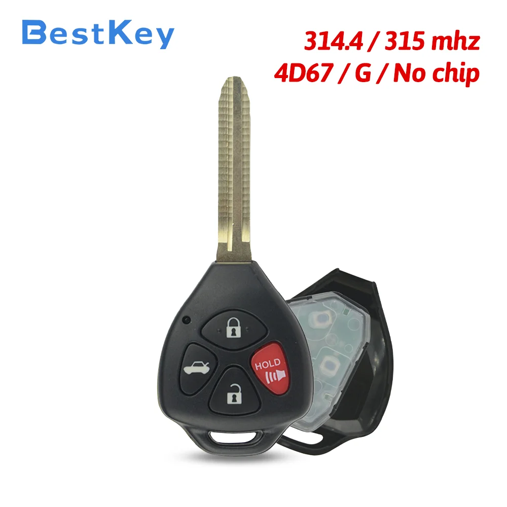 Best Key FCC HYQ12BBY 314.4MHz & GQ4-29T 315MHz 4 Button Remote Key TOY43 Blade for Toyota Camry Corolla 2006-2011