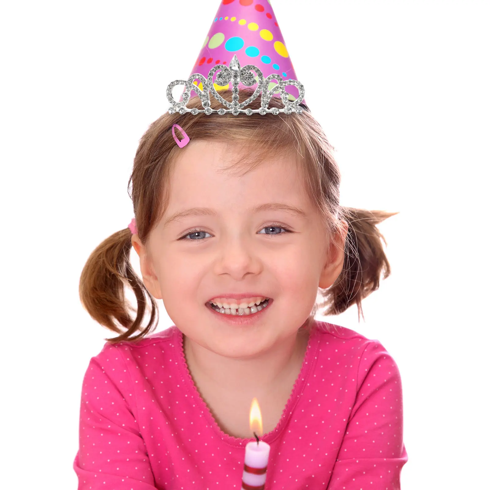 

4Pcs Girls Rhinestone Crown Comb Tiara Hair Clips Elegant Crystal Headdress for Little Girls Party Photo Prop Cupcake Table