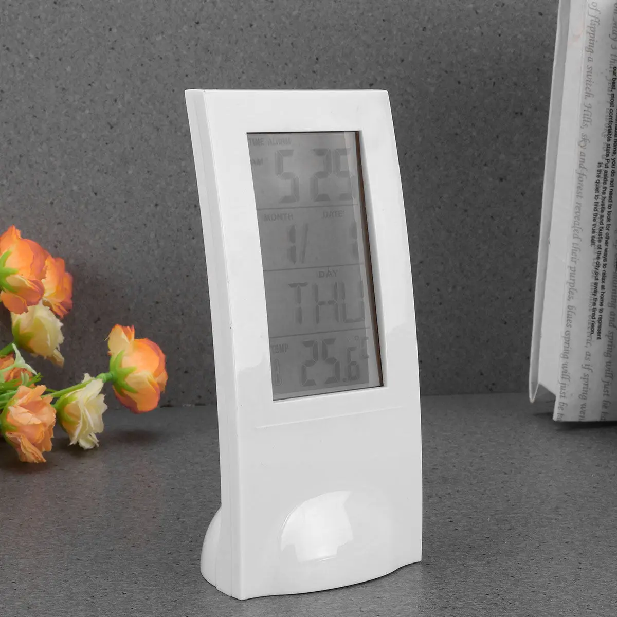 1Pcs Professional Digital Clock Alarm Calendar Thermometer Display Large Clear Screen 3 Digit Temp 12 24 Hour Format Desktop Use