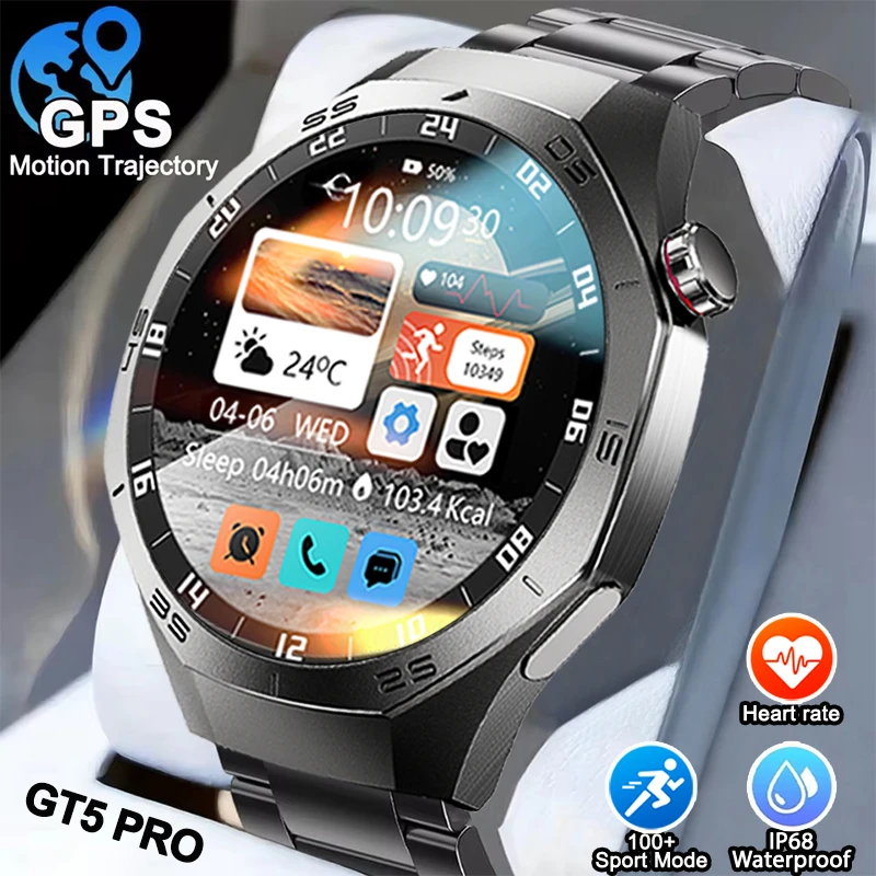 

Высококачественные модные мужские умные часы GT5 Pro, 1,85 дюйма, GPS-трекер, компас, IP68, водонепроницаемые спортивные часы с HD-вызовом для Huawei