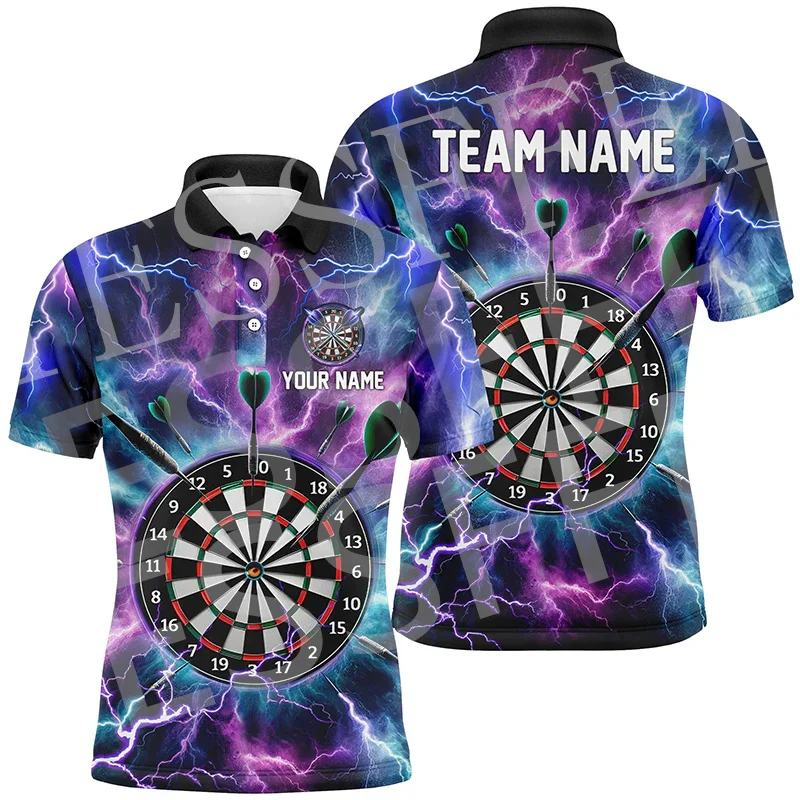 Custom Name Darts Player Sports Game Retro Vintage 3DPrint Summer Casual Harajuku Polo Shirts Jersey Streetwear Short Sleeves X8