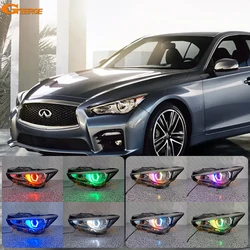 For Infiniti Q50 V37 Q70 Q70L Y51 Nissan Skyline Bluetooth App Dynamic Multi Color RGB Led Angel Eyes Hexagon Hex Halo Rings