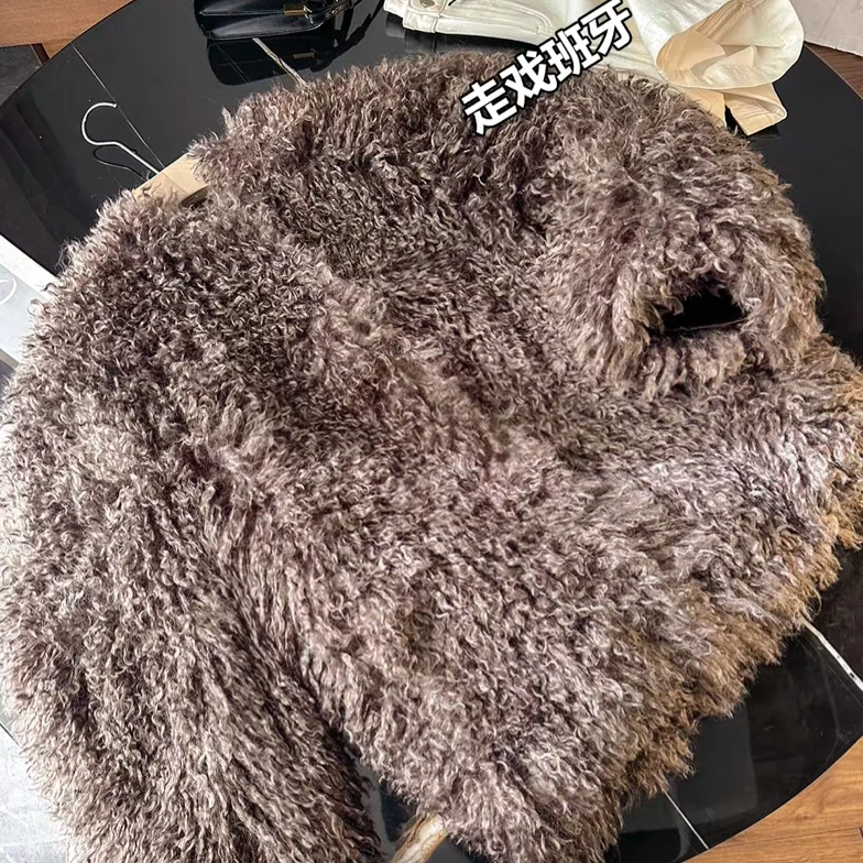 

Spanish Walk Show New 999 Retro Fashion Tassel Fur Velvet Fake Fur Leather Jacket Women's Integrated Hair And Skin Coats
