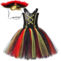 Sparkly Pirate Costumes for Girls Christmas Halloween Fancy Tutu Dress for Kids Carnival Party Disguise Outfit with Pirate Hat