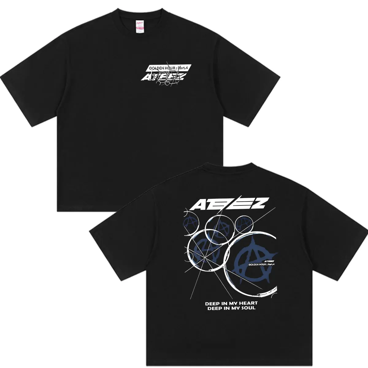 Ateez Golden Hour Part 4 World Tour 2026 T Shirt Deep in My Heart Deep in My Soul T-shirts Men's Kpop Hip Hop Short Sleeve Tees