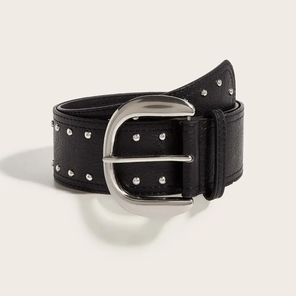 패션 헤비 듀티 리벳 와이드 벨트 Y2K 빈티지 허리 스트랩 펑크 록 하라주쿠 슬리밍 벨트 여성용