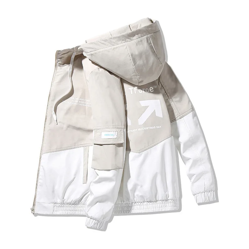 Jacket Men Fashion Casual Windbreaker Jacket Coat PU Men Spring and Autumn New Hot Outwear Stand Slim Military Embroidery