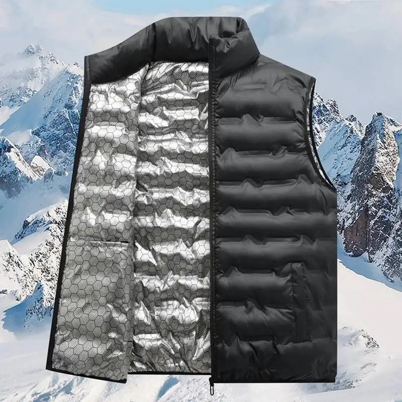 

Plus Size Casual Sports Down For Men, Autumn/Winter, Outdoor Comfortable Versatile High-Quality Thickened Warm Vest Jacket