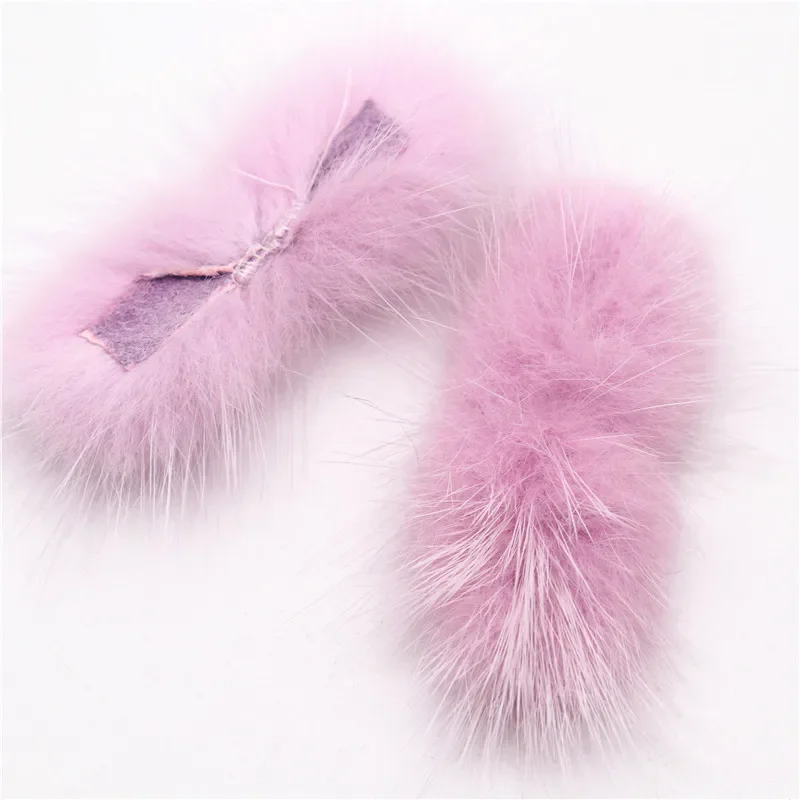 Real Natural Mink Fur Pompon Fluffy Bowknot Fur Diy Pom Poms Bow Tie for Ring Keychain Hat Headwear Craft Material