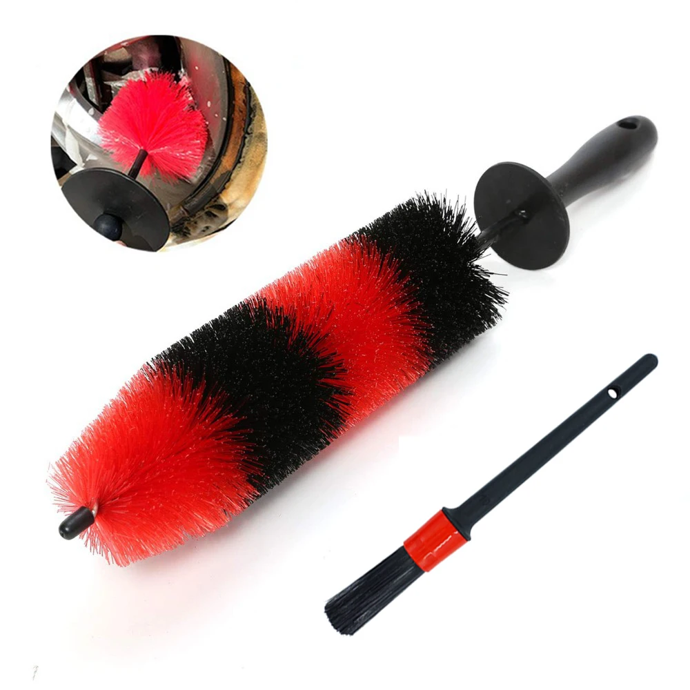 17Inch Long Tire Rim Cleaning Tool Easy Reach 1PC Multifunction Wheel Wash Brush Car Truck Motor Engine Grille Wheel Wash Brush