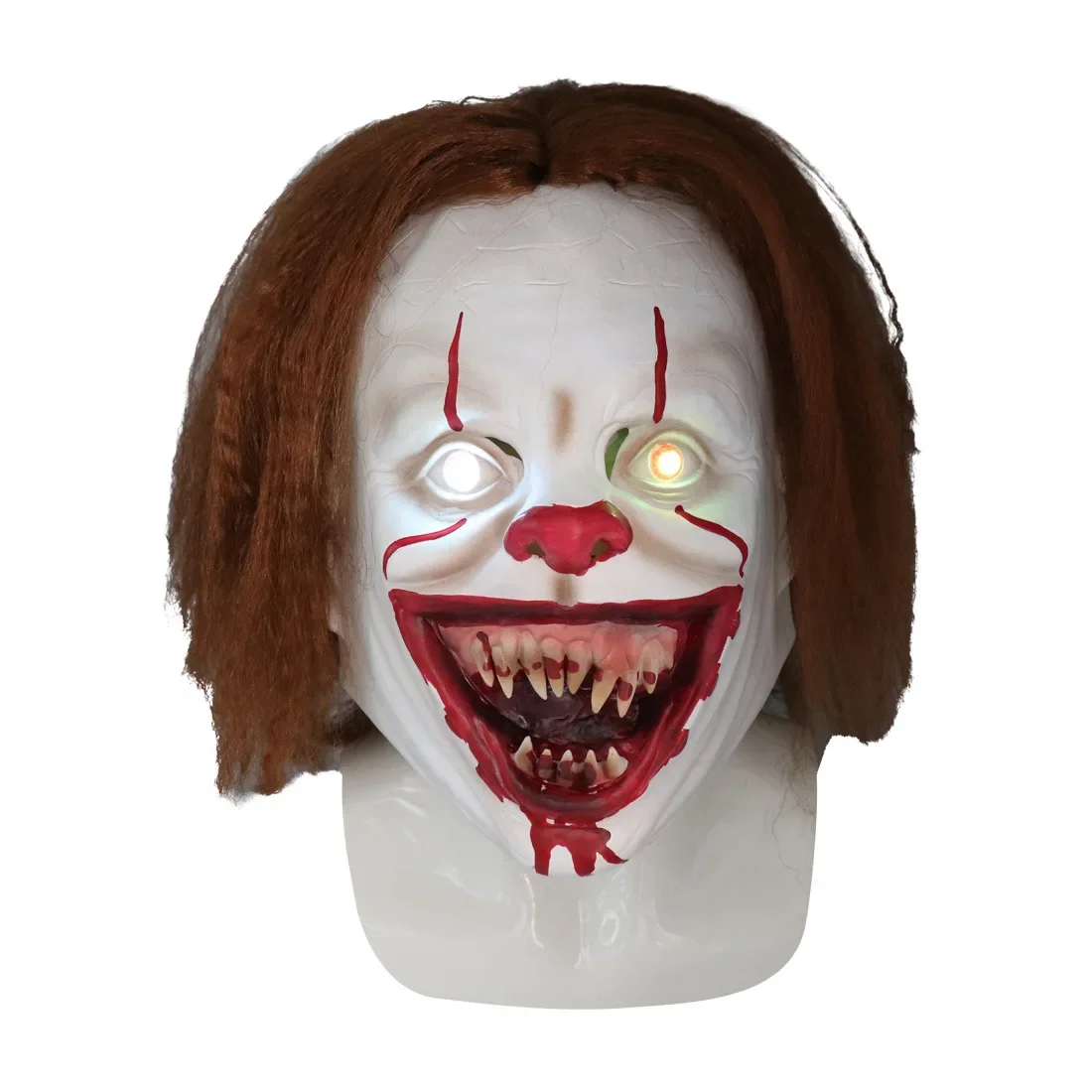 جوكر 2 اللاتكس توهج تأثيري قناع الرعب هالوين شعر مستعار LED