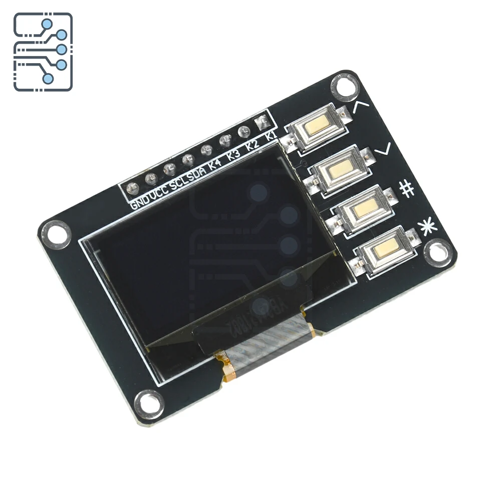 Tela OLED de 0,96 polegadas IIC Branco/Azul 12864 com 4 Botões Display OLED SSD1306 SSD1315 Display OLED I2C para Arduino