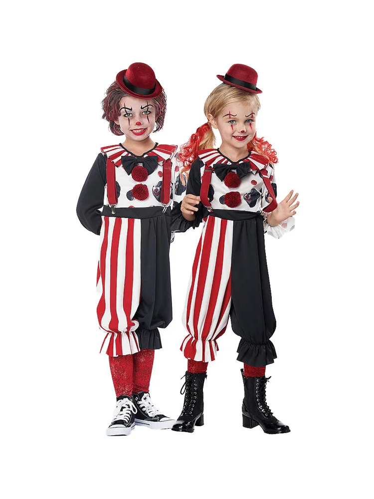 

loween Magician Birthday Par Costume Men Women Performance Clothes Children Funny Clown Performance Outfit Polyester
